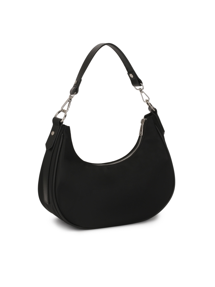 Black textile bag in the shape of a croissant ROSALINA