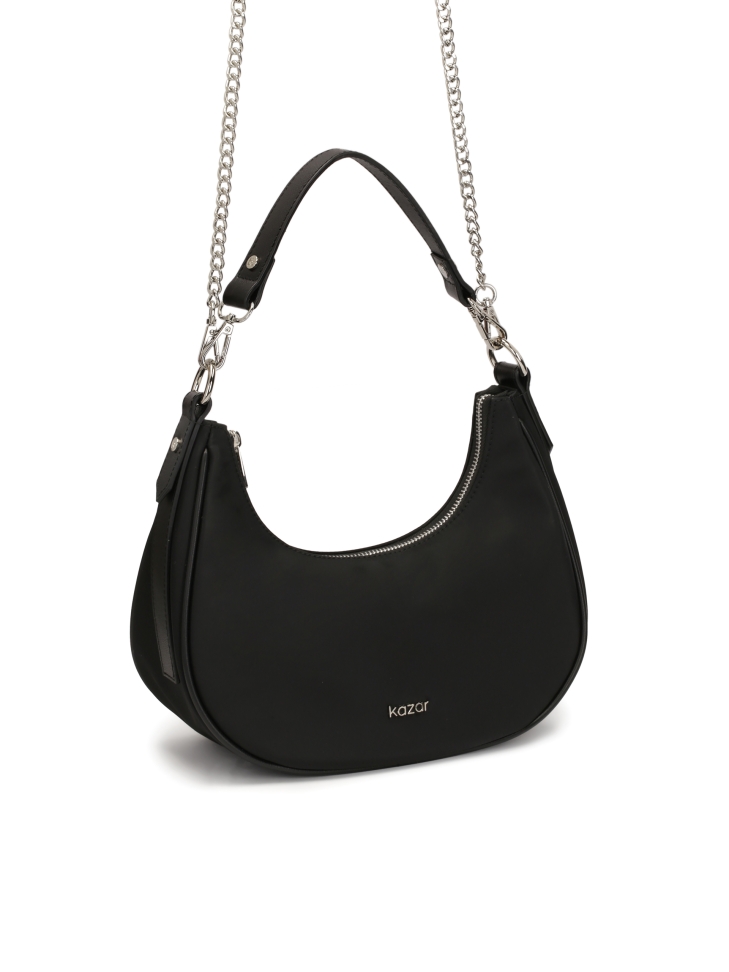 Black textile bag in the shape of a croissant ROSALINA