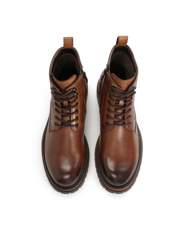 Brown men's boots with lace-up upper CYRRUSS