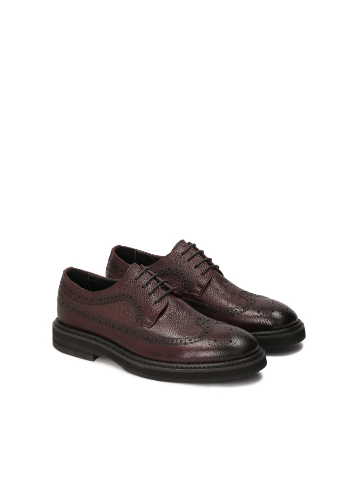 Maroon brogue shoes made of natural leather BRONITER