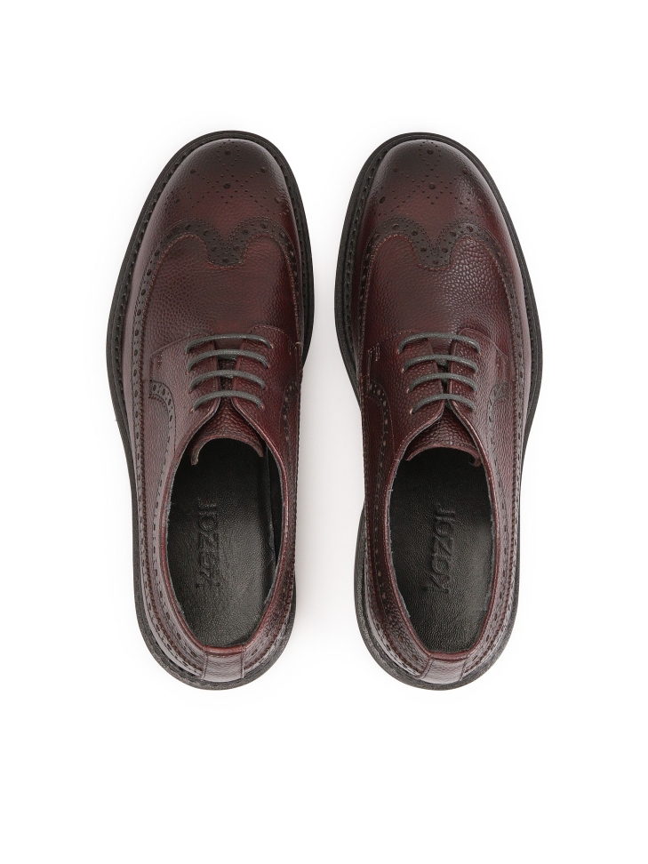 Maroon brogue shoes made of natural leather BRONITER