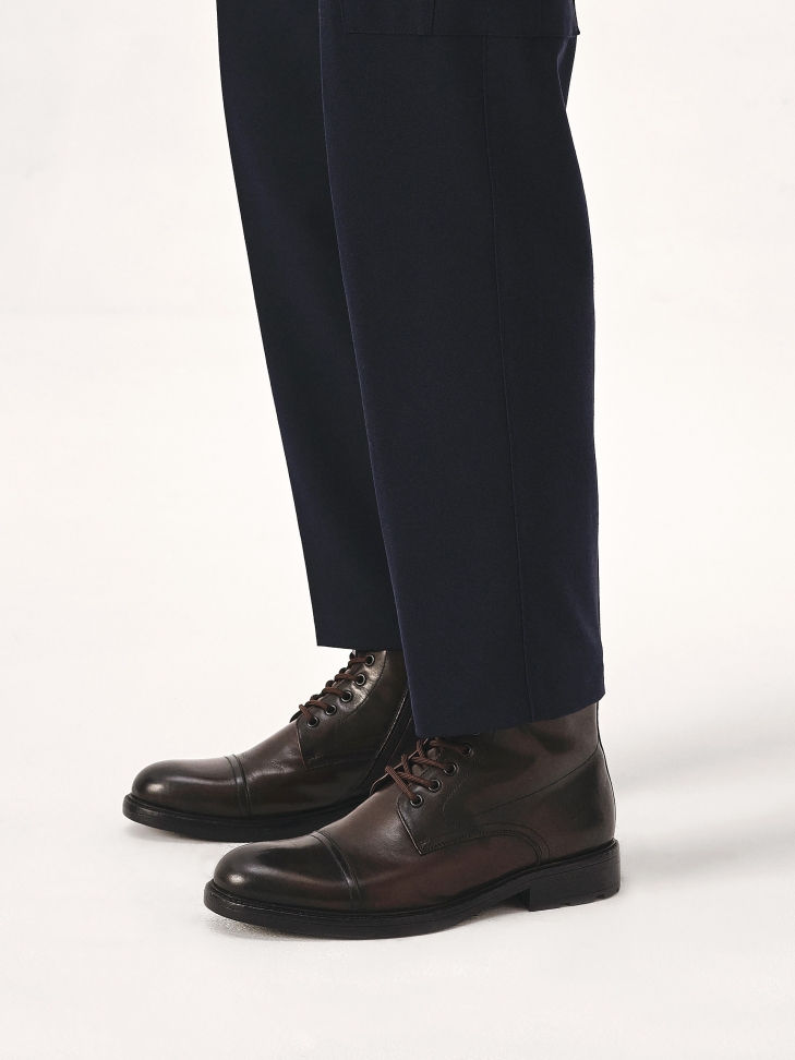 Brown boots with stitching on the nose FABRIZIO