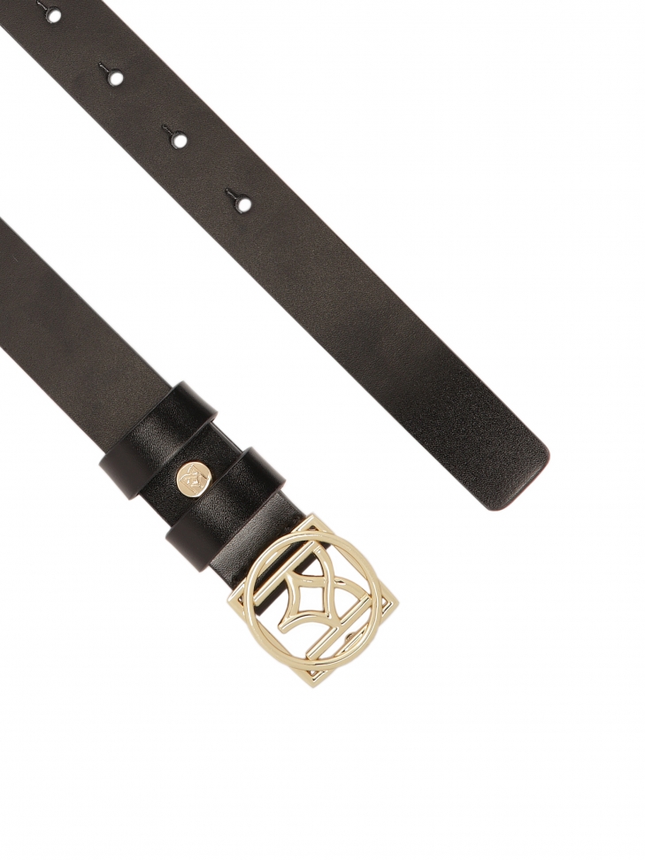 Minimalist leather women's belt with logo buckle  VALLEY