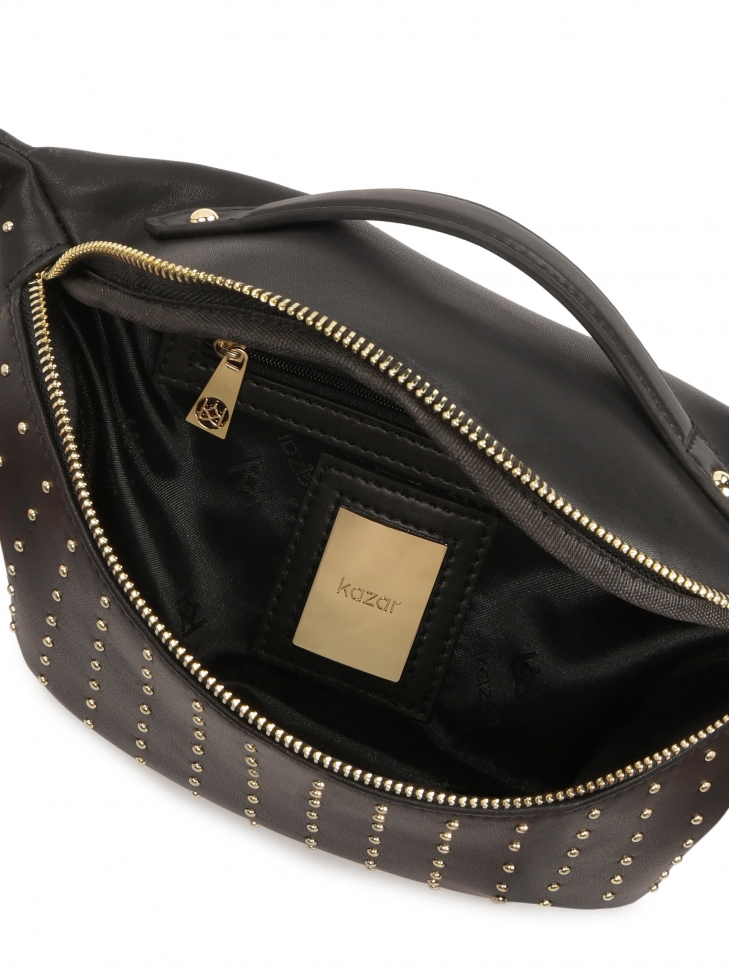 Practical leather kidney decorated with rivets MIDNIGHT