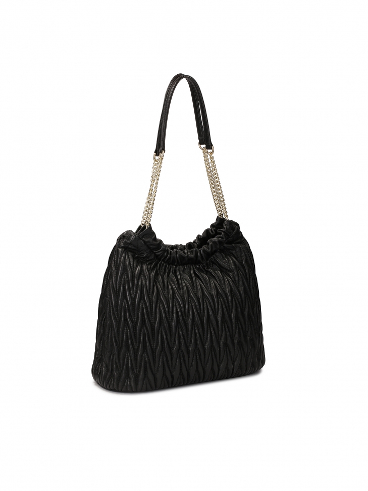 Black quilted bag-shaped handbag  SOLENE
