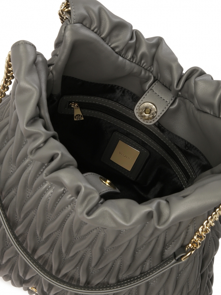 Quilted gray handbag with long handles  SOLENE