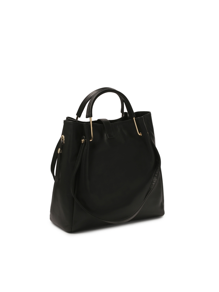 Black shoulder bag and metal hand grips ALEXANDRIA