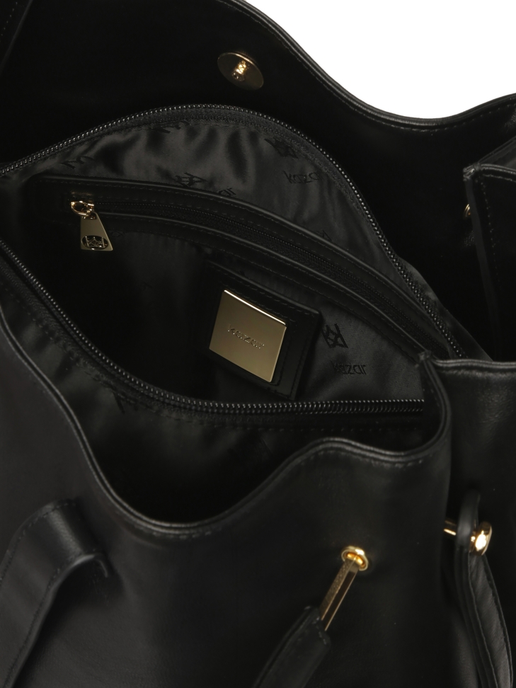 Black shoulder bag and metal hand grips ALEXANDRIA