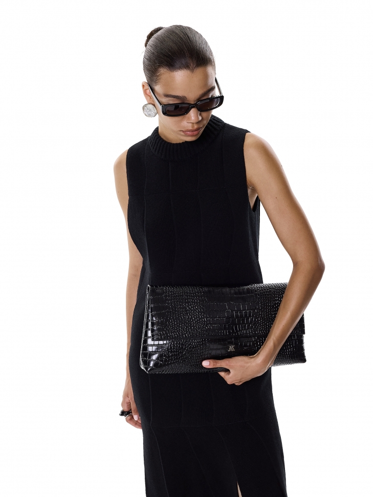 Large embossed leather evening handbag KS MELIZA