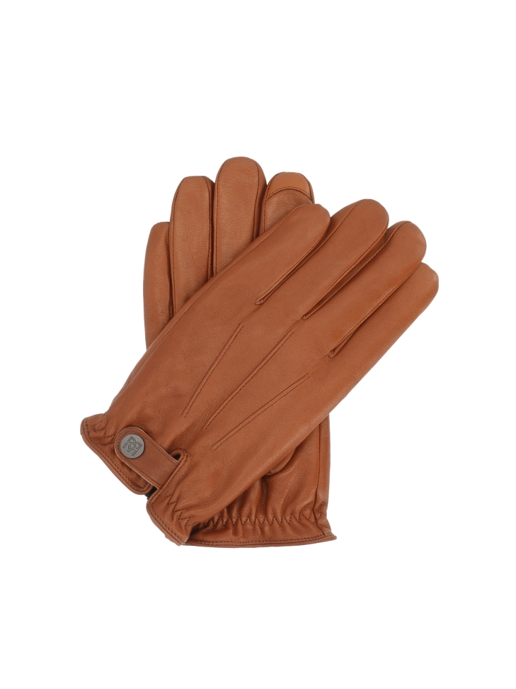 Brown leather gloves with touch screen function CLEMENT 