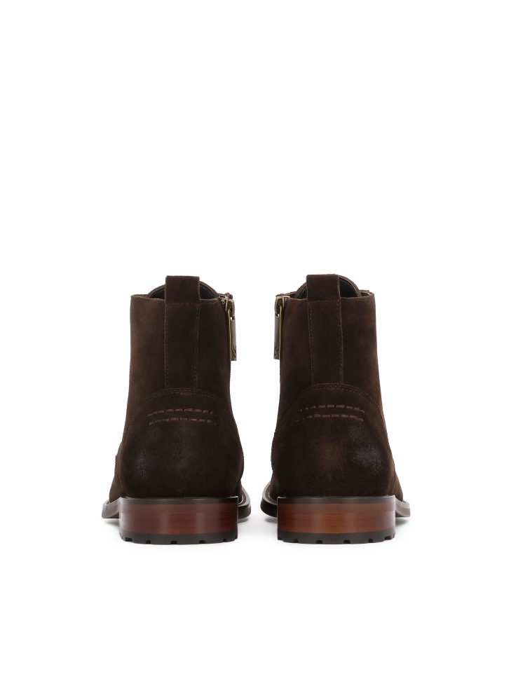 Brown suede boots with metal grommets  LUSSAK