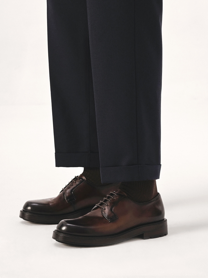 Brown derby shoes made of natural leather HENRYST