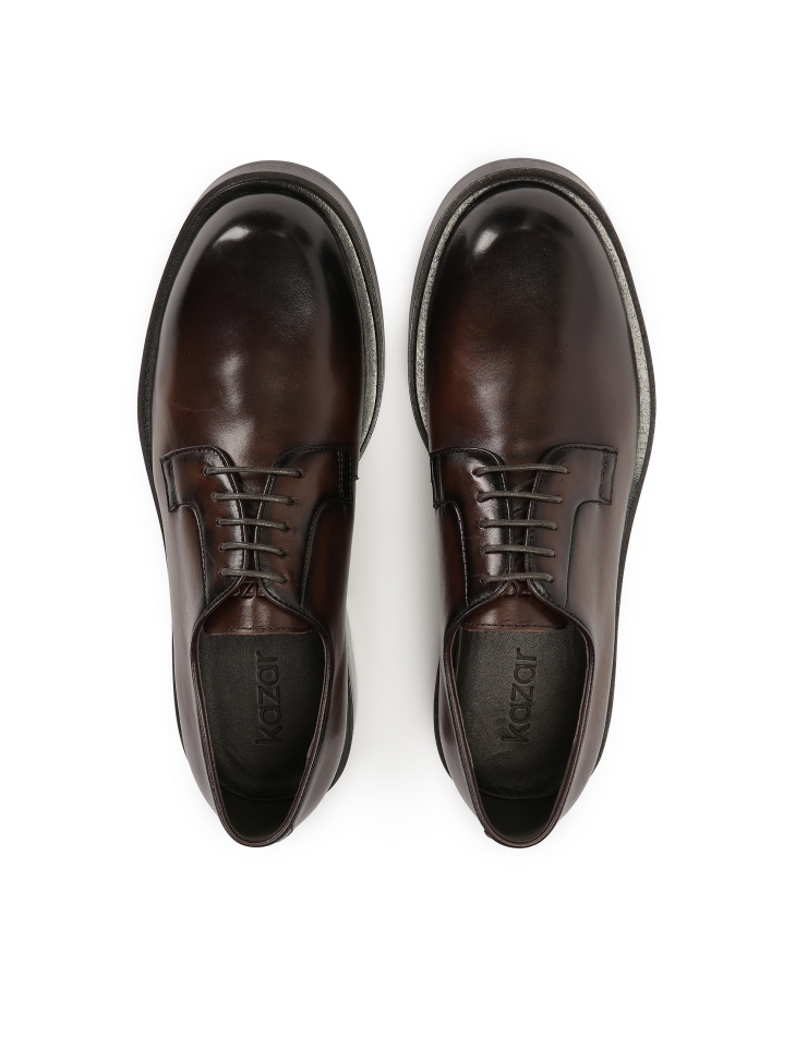 Brown derby shoes made of natural leather HENRYST