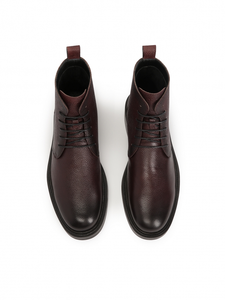 Maroon lace-up pea leather boots GOTFRYD