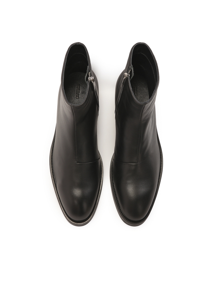 Leather black boots with zipper upper KS BARTHELEMI