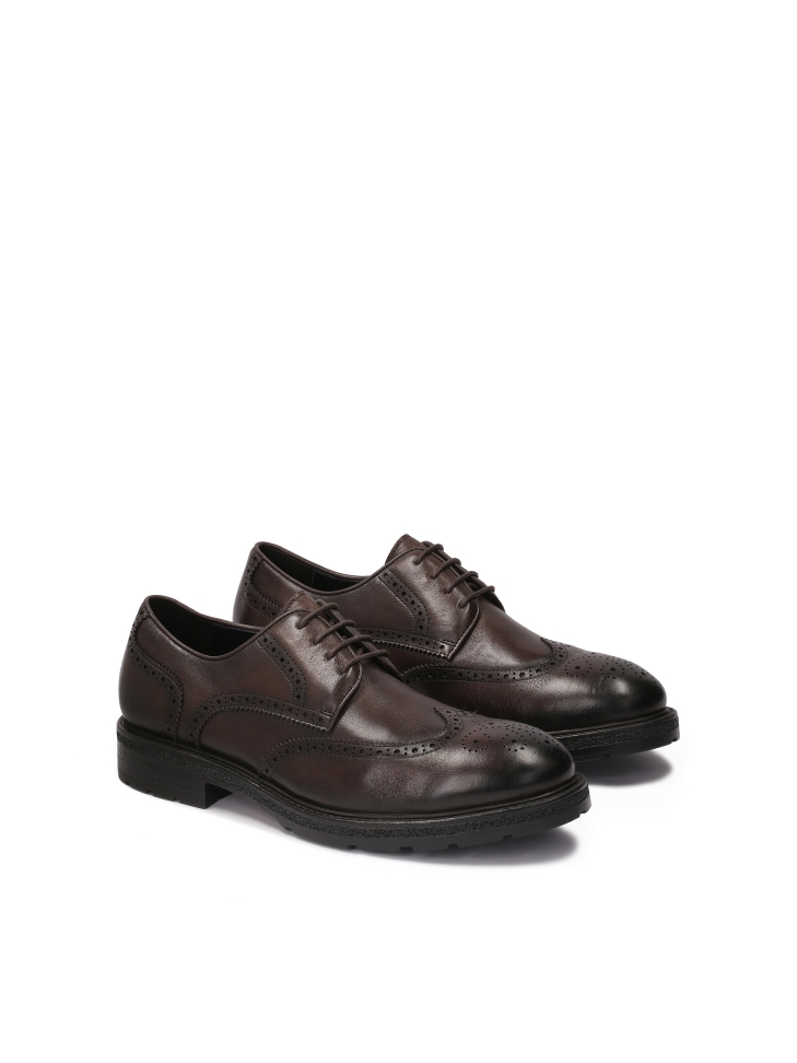 Brown shoes with brogue decoration SERAFFIN