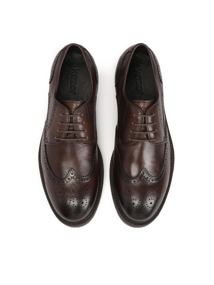 Brown shoes with brogue decoration SERAFFIN