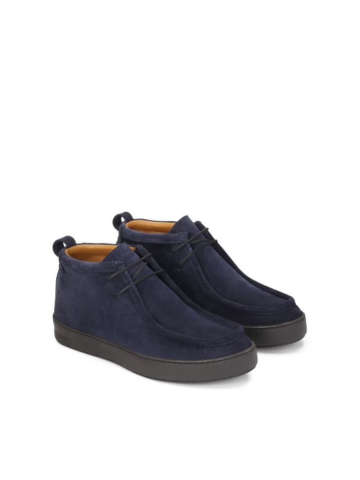 Navy blue suede chukka sneakers LEONID