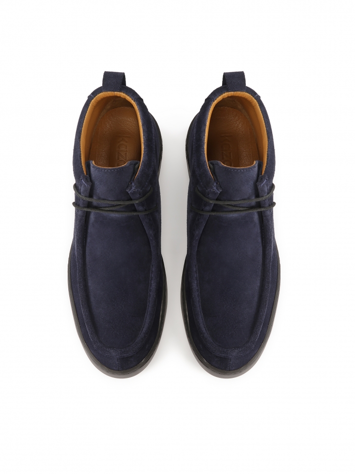 Navy blue suede chukka sneakers LEONID