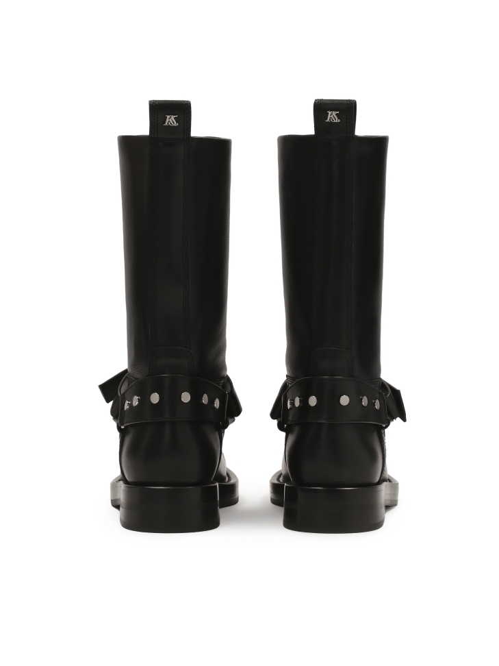 Leather biker boots with slip-on upper KS LEVEN