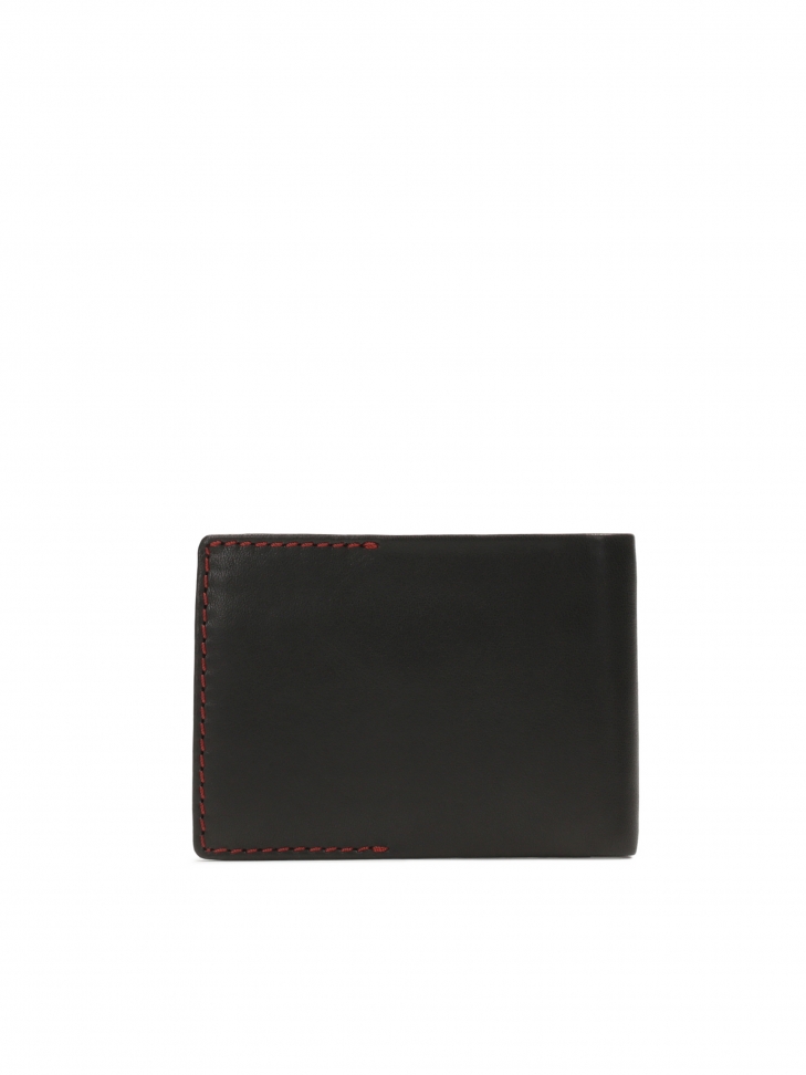 Small black men's wallet trimmed with red thread   LAURENCIUS