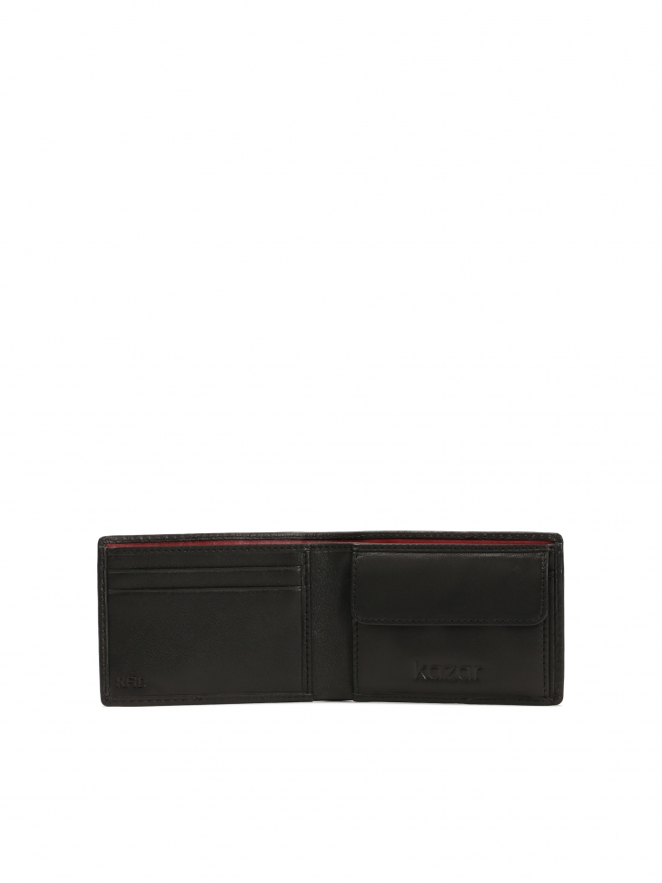 Small black men's wallet trimmed with red thread   LAURENCIUS