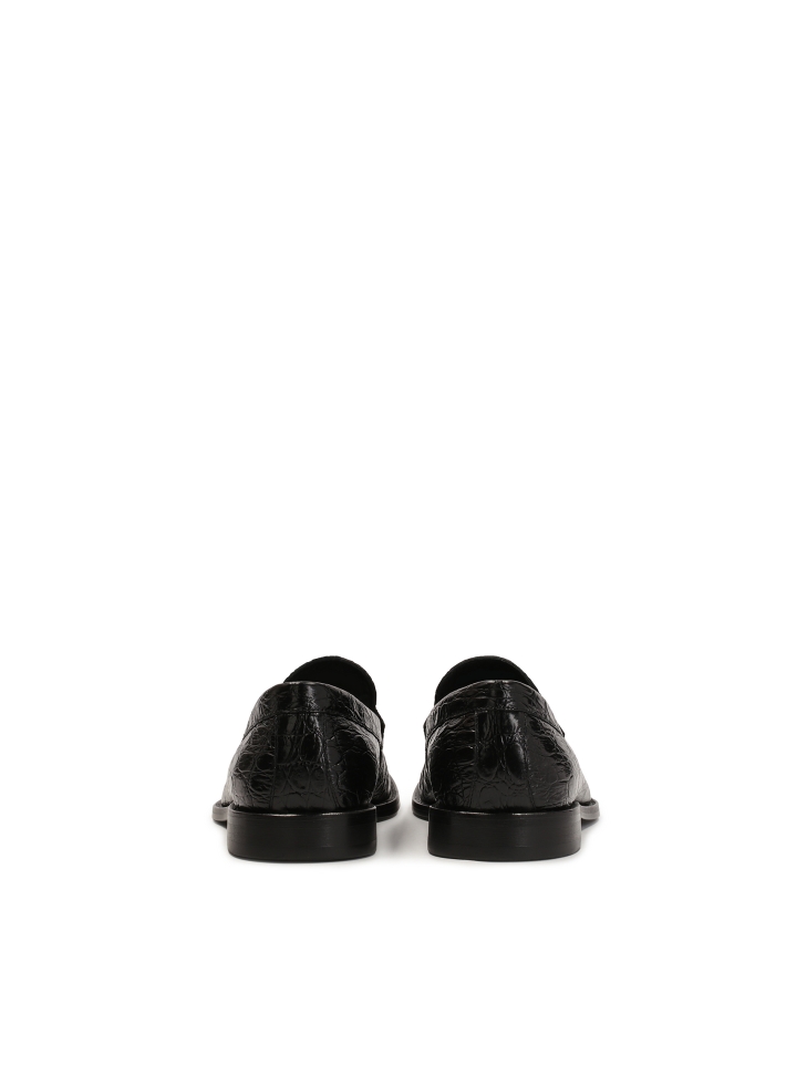 Black croc-embossed leather loafers KS BERNARD