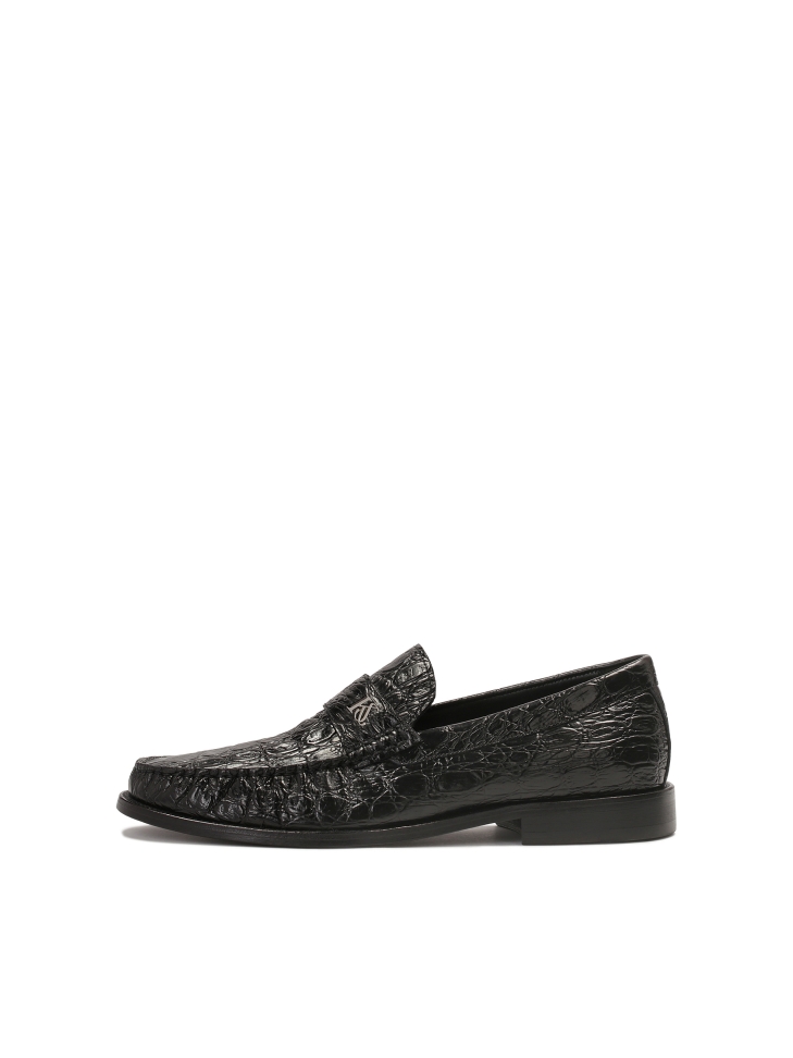 Black croc-embossed leather loafers KS BERNARD