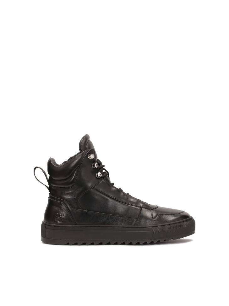 Black sneakers with high upper and lacing KS JIMMEY