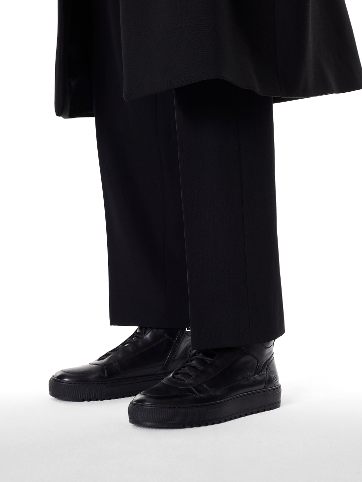 Black sneakers with high upper and lacing KS JIMMEY