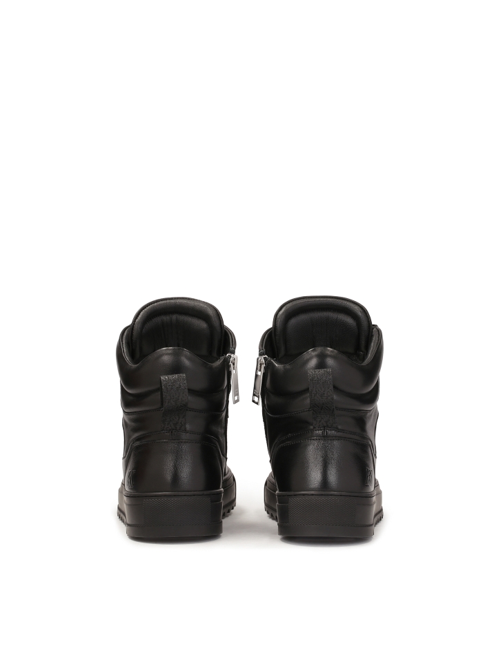 Black sneakers with high upper and lacing KS JIMMEY