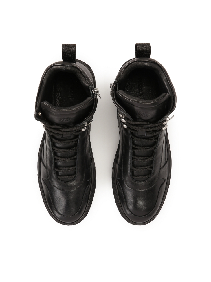 Black sneakers with high upper and lacing KS JIMMEY