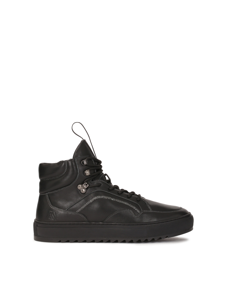 Leather black high sneakers  KS JIMMEY