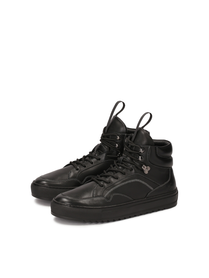 Leather black high sneakers  KS JIMMEY