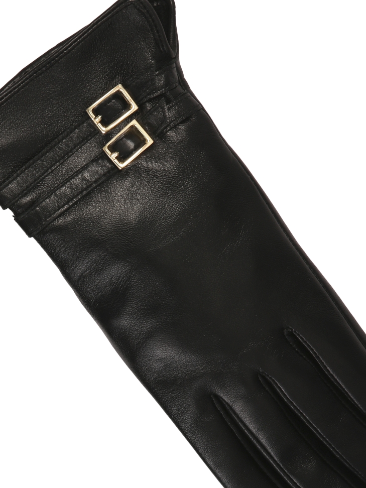 Elegant black gloves with two stripes MERI