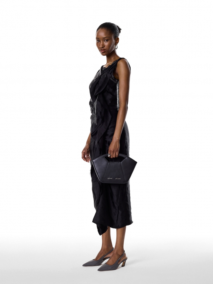 Black handbag with rigid construction KS ALIX