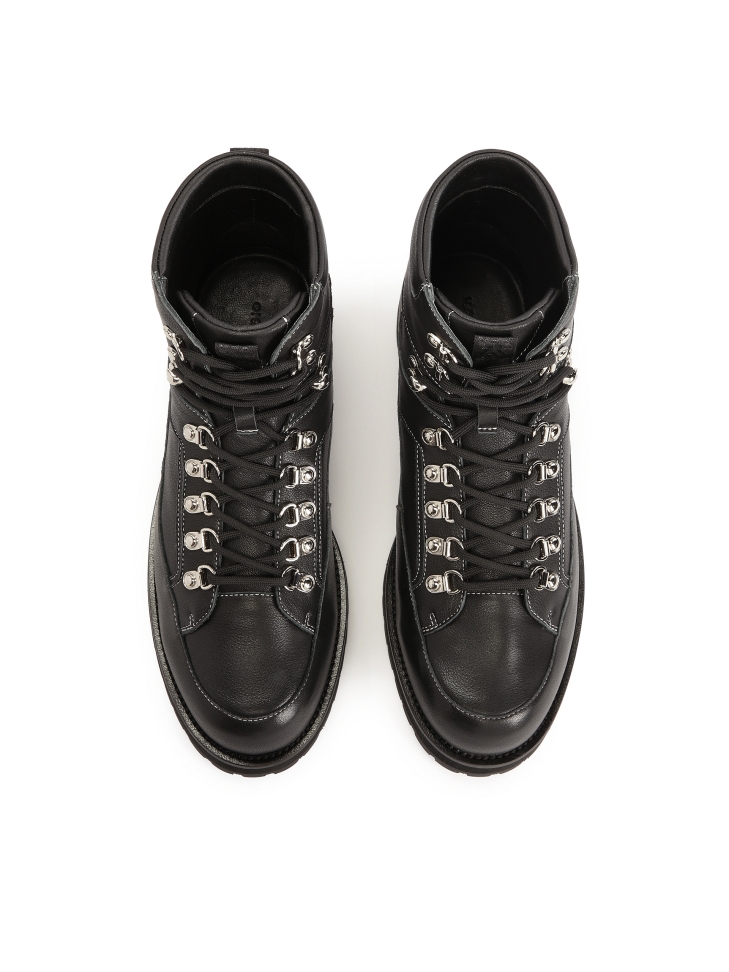 Leather black boots with metal loops  KS BLAISE