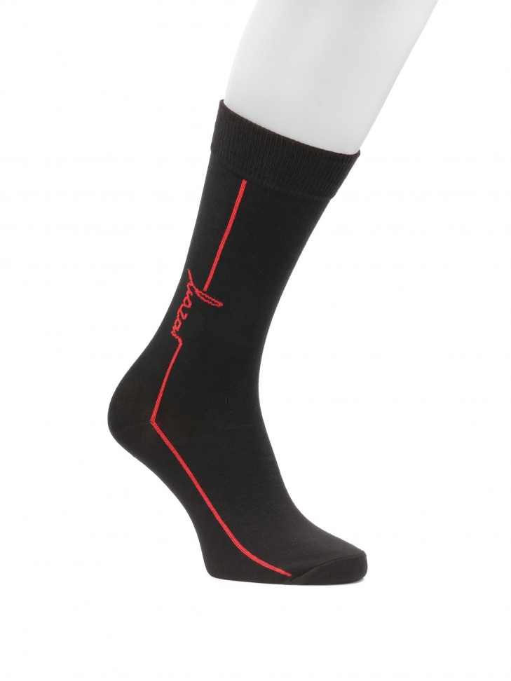 Black socks with contrasting stripe and logo TREZEE