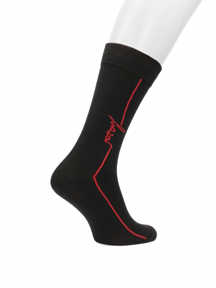 Black socks with contrasting stripe and logo TREZEE