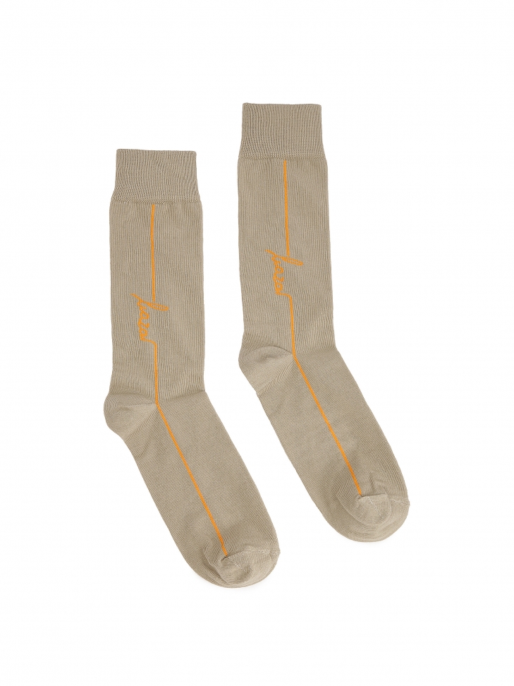 Beige men's socks made of high-quality cotton TREZEE