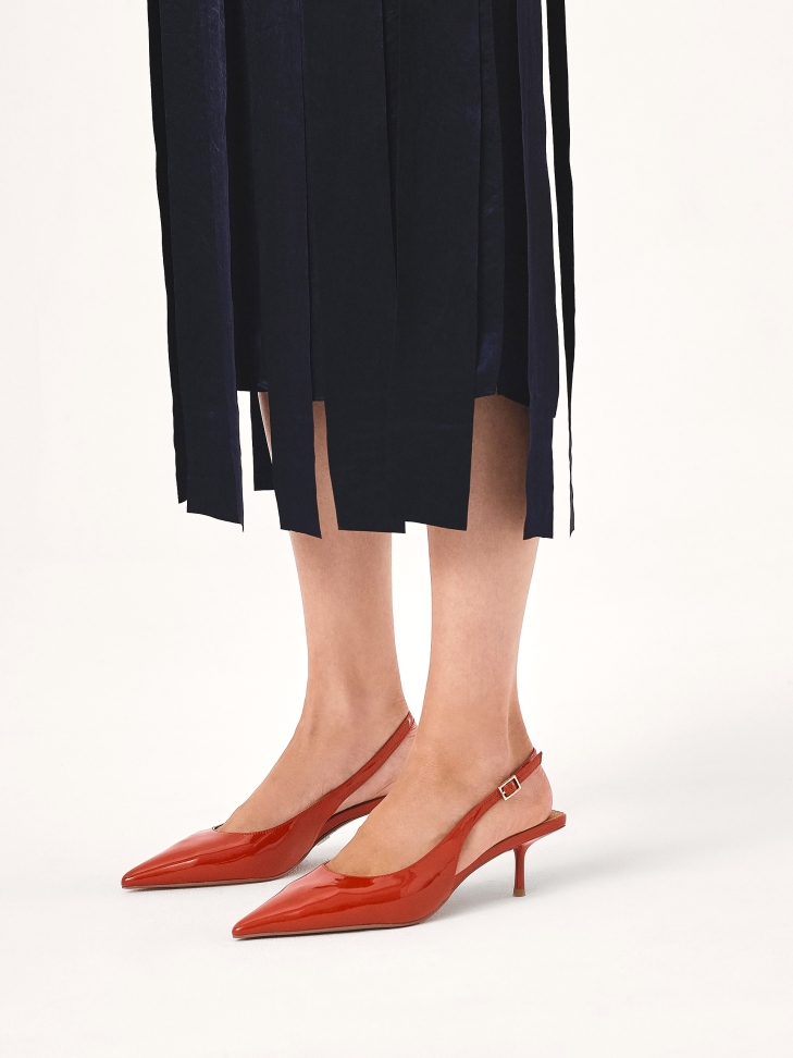 Red patent leather pumps with exposed heel BRIA
