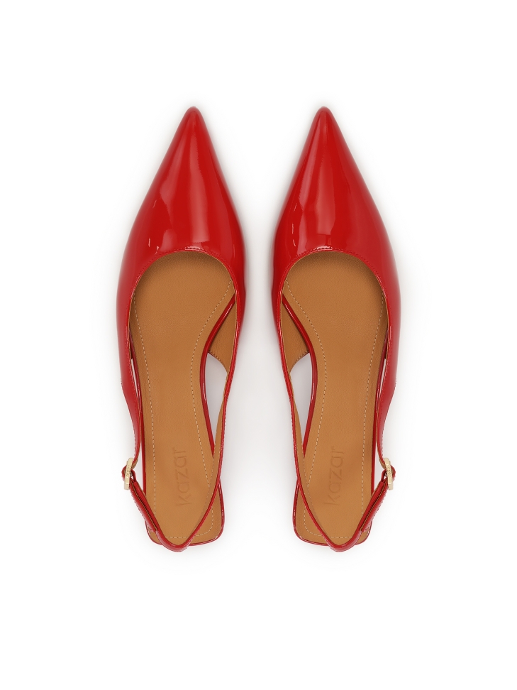 Red patent leather pumps with exposed heel BRIA