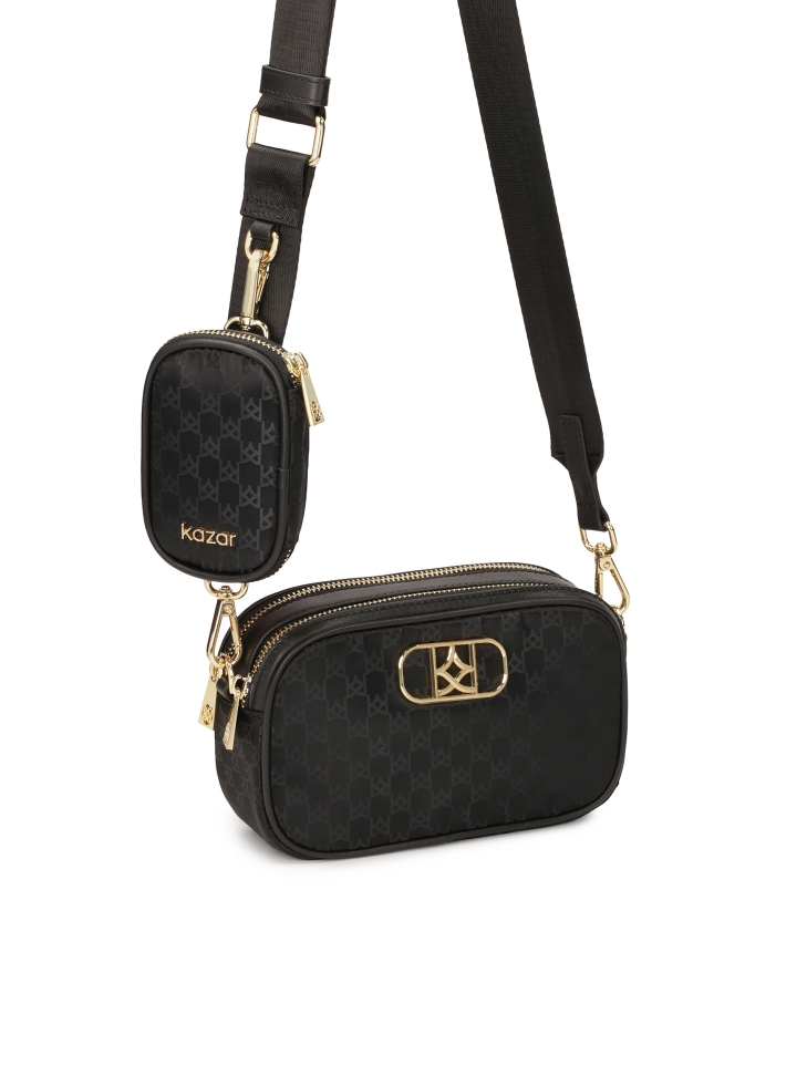 Black handbag with detachable pouch DORTHY