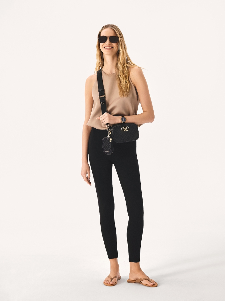 Black handbag with detachable pouch DORTHY