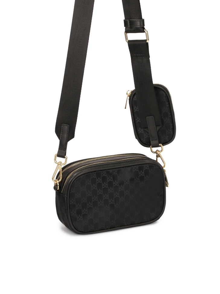 Black handbag with detachable pouch DORTHY