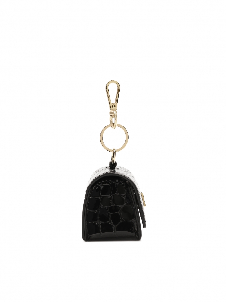KAZAR monogrammed black leather key case ARABELLA