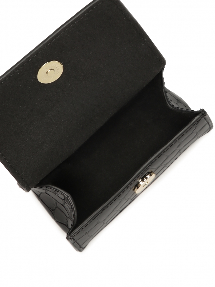 KAZAR monogrammed black leather key case ARABELLA