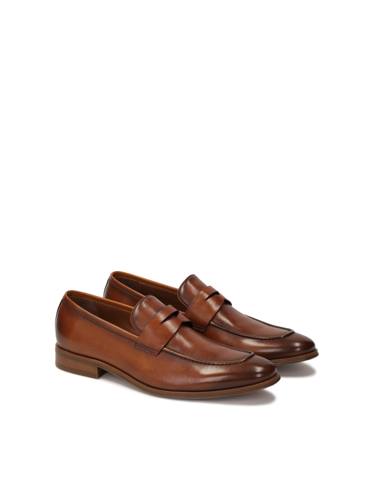 Leather loafers with cross strap OSVALDO