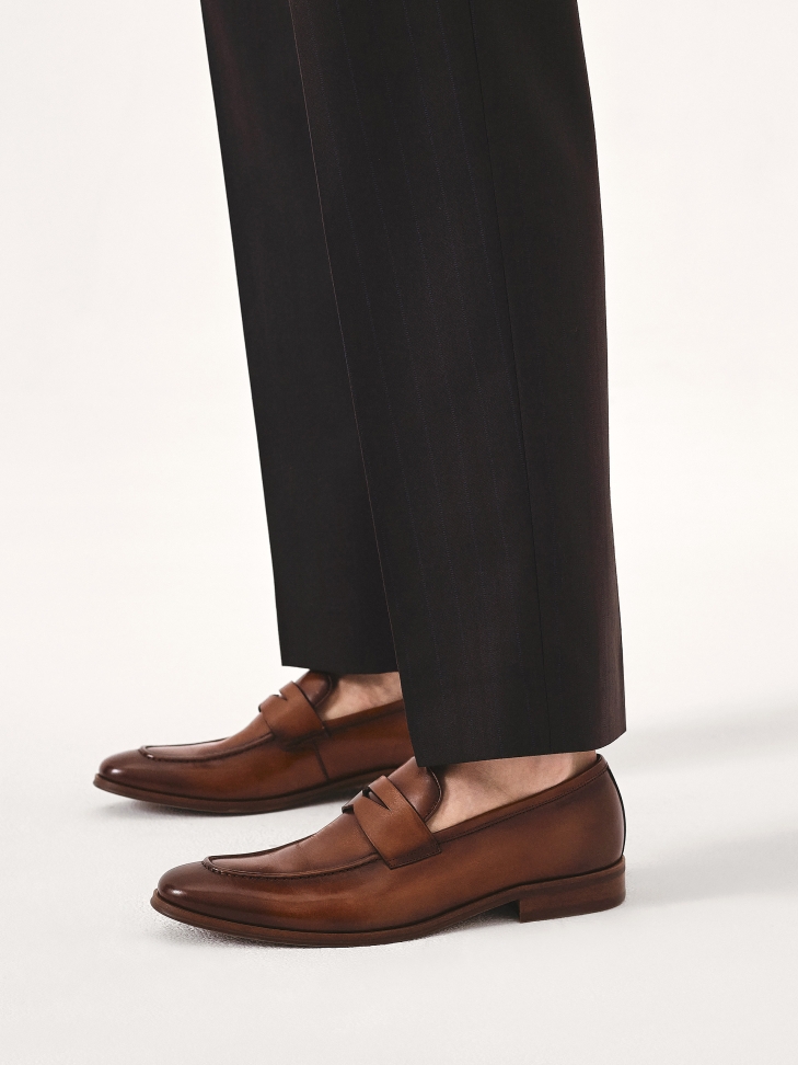Leather loafers with cross strap OSVALDO