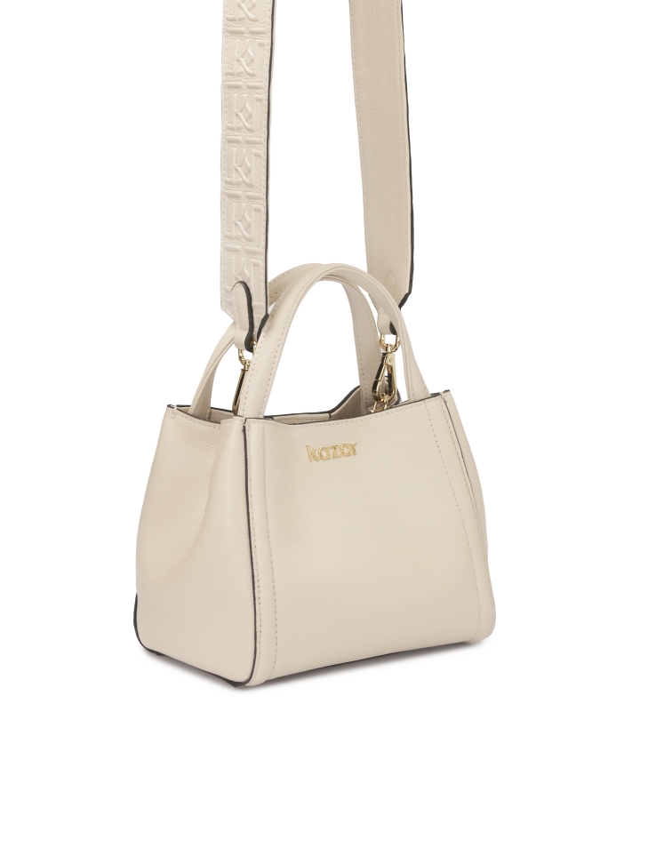 Soft cream handbag with monogram embossed strap BLAINE S